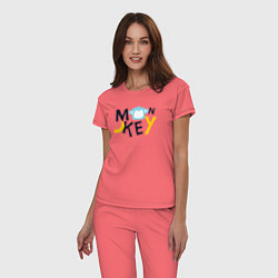 Пижама хлопковая женская Banana monkey, цвет: коралловый — фото 2