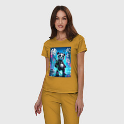 Пижама хлопковая женская Panda samurai - bushido ai art, цвет: горчичный — фото 2