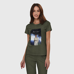 Пижама хлопковая женская Depeche Mode - Gahan oldschool, цвет: меланж-хаки — фото 2