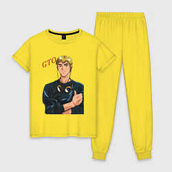 Пижама хлопковая женская Эйкити Онидзука учитель, цвет: желтый