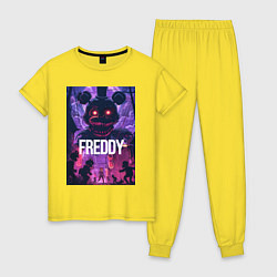 Пижама хлопковая женская Freddy - мишка Фредди, цвет: желтый
