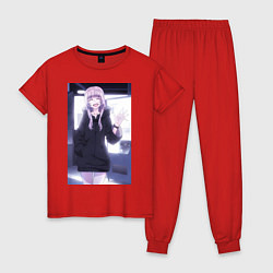 Пижама хлопковая женская Надзуна Нанакуса - Песнь ночных сов, цвет: красный