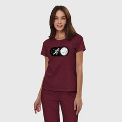 Пижама хлопковая женская Режим космоса включен, цвет: меланж-бордовый — фото 2