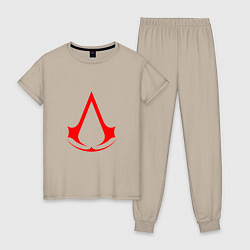 Пижама хлопковая женская Red logo of assassins, цвет: миндальный