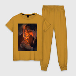 Пижама хлопковая женская Патриотизм Мориарти Шерлок Холмс Детектив, цвет: горчичный