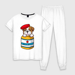 Пижама хлопковая женская Собачка антидепрессант, цвет: белый