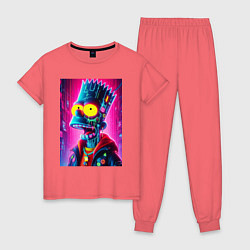 Женская пижама Cyber Bart Simpson - neon glow ai art