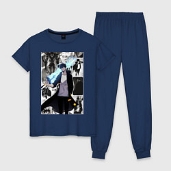 Пижама хлопковая женская Поднятие уровня в одиночку Джину Сон охотник колла, цвет: тёмно-синий