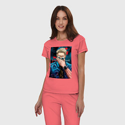 Пижама хлопковая женская Магическая битва Кэнто Нанами маг первого класса а, цвет: коралловый — фото 2