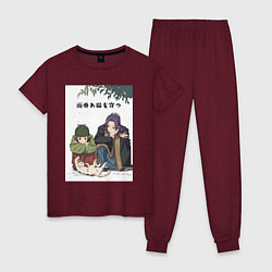 Пижама хлопковая женская Монолог фармацевта Маомао Жэньши, цвет: меланж-бордовый