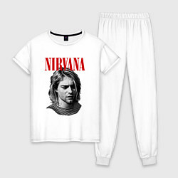 Пижама хлопковая женская Nirvana kurt donald cobain, цвет: белый