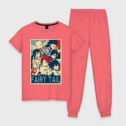 Пижама хлопковая женская Хвост Феи Эрза Скарлет Нацу Драгнил, цвет: коралловый