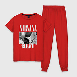 Пижама хлопковая женская Nirvana bleach black album, цвет: красный