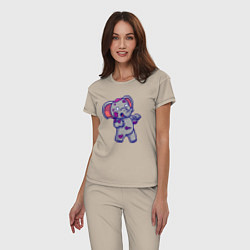 Пижама хлопковая женская Слонёнок зомби, цвет: миндальный — фото 2