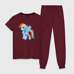 Пижама хлопковая женская Рейнбоу Дэш из My Little Pony в кино, цвет: меланж-бордовый