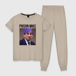 Пижама хлопковая женская Prison mike Michael Scott - офис, цвет: миндальный