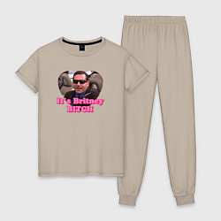 Пижама хлопковая женская Michael Scott its Breatney B*tch - the office, цвет: миндальный