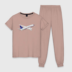 Пижама хлопковая женская Опытный самолет SJ-100 ВС 95157, цвет: пыльно-розовый