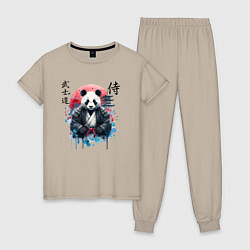 Пижама хлопковая женская Panda - bushido samurai code, цвет: миндальный