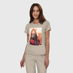 Пижама хлопковая женская Волчица и пряности Холо торговец, цвет: миндальный — фото 2