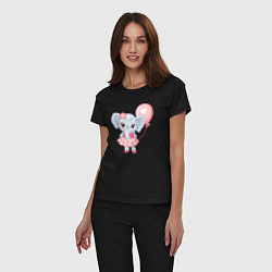 Пижама хлопковая женская Elephant baby, цвет: черный — фото 2