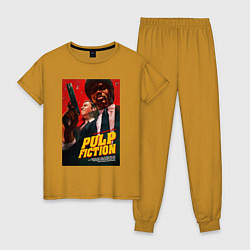 Пижама хлопковая женская Pulp fiction - vincent and jules, цвет: горчичный