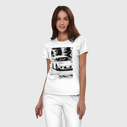 Пижама хлопковая женская Mazda rx-7 автомобиль гоночный, цвет: белый — фото 2