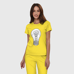 Пижама хлопковая женская Мозг и лампочка, цвет: желтый — фото 2