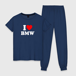 Пижама хлопковая женская I love my BMW, цвет: тёмно-синий