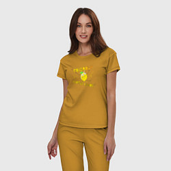 Пижама хлопковая женская Friendly little lemon, цвет: горчичный — фото 2