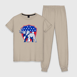 Пижама хлопковая женская Слон США, цвет: миндальный