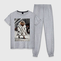 Пижама хлопковая женская Модный капибара манекенщик - дефиле животных, цвет: меланж