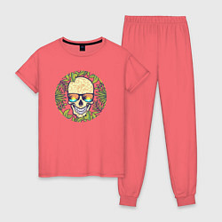 Пижама хлопковая женская Skull and nature, цвет: коралловый