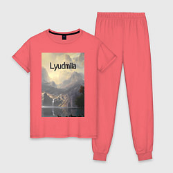 Пижама хлопковая женская Lyudmila горная долина, цвет: коралловый