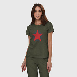 Пижама хлопковая женская Red star symbol, цвет: меланж-хаки — фото 2