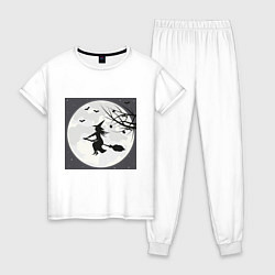 Женская пижама Ведьма в полнолуние летит на шабаш