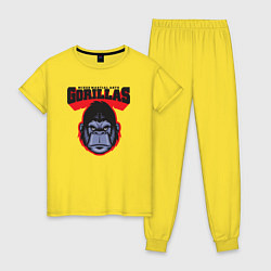 Пижама хлопковая женская Gorillas MMA, цвет: желтый
