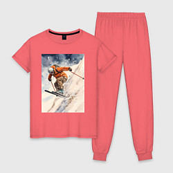 Женская пижама Горные лыжи спортсмен