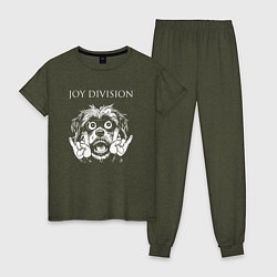 Пижама хлопковая женская Joy Division rock dog, цвет: меланж-хаки