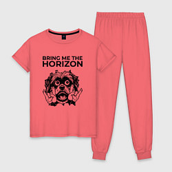 Пижама хлопковая женская Bring Me the Horizon - rock dog, цвет: коралловый