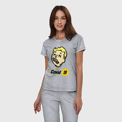 Пижама хлопковая женская Vault boy - covid 19, цвет: меланж — фото 2
