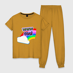 Пижама хлопковая женская Rainbow Vibes, цвет: горчичный
