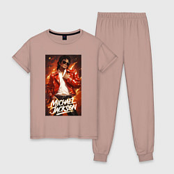Пижама хлопковая женская Michael Jackson in the red jacket, цвет: пыльно-розовый