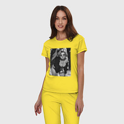 Пижама хлопковая женская Ребекка в позе - Киберпанк, цвет: желтый — фото 2