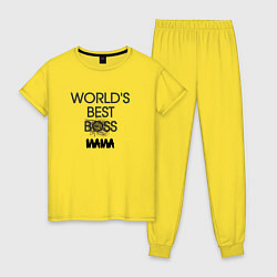 Пижама хлопковая женская Worlds best мама, цвет: желтый