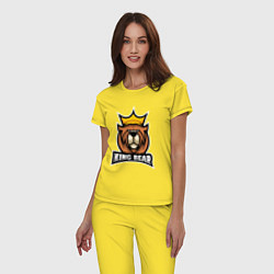 Пижама хлопковая женская Медведь король, цвет: желтый — фото 2