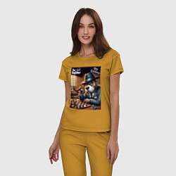 Пижама хлопковая женская Партия в шахматы с крёстным отцом, цвет: горчичный — фото 2