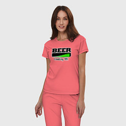 Пижама хлопковая женская Beer loading, цвет: коралловый — фото 2