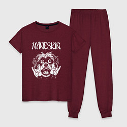 Пижама хлопковая женская Maneskin rock dog, цвет: меланж-бордовый