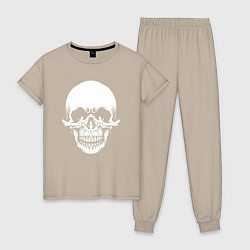 Пижама хлопковая женская Scary skull, цвет: миндальный